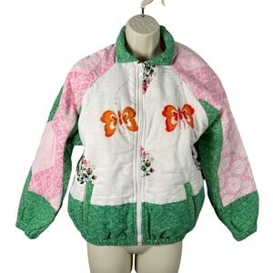 The Morgan Factory Jacket Women XS-S-M Butterfly Floral Embroidered Upcycled USA